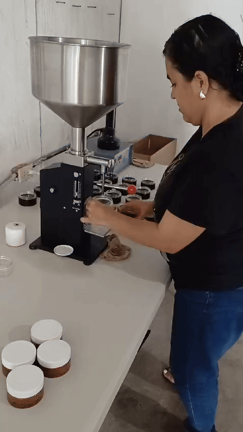 After Batana Oil has been melted to a liquid, it is hand poured into each jar and sealed.